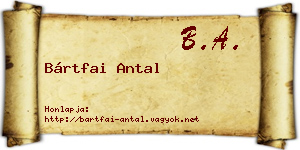 Bártfai Antal névjegykártya